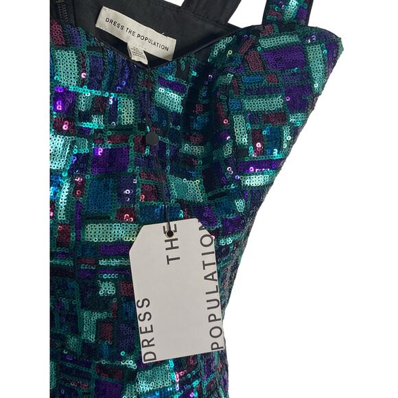 Dress The Population Anabel Sequin Geometric Fit & Flare Modern Princess Gown XS - Picture 8 of 14